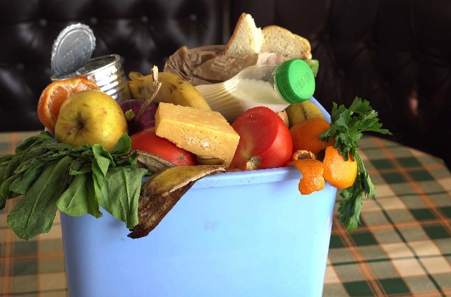 Trashing food in bin